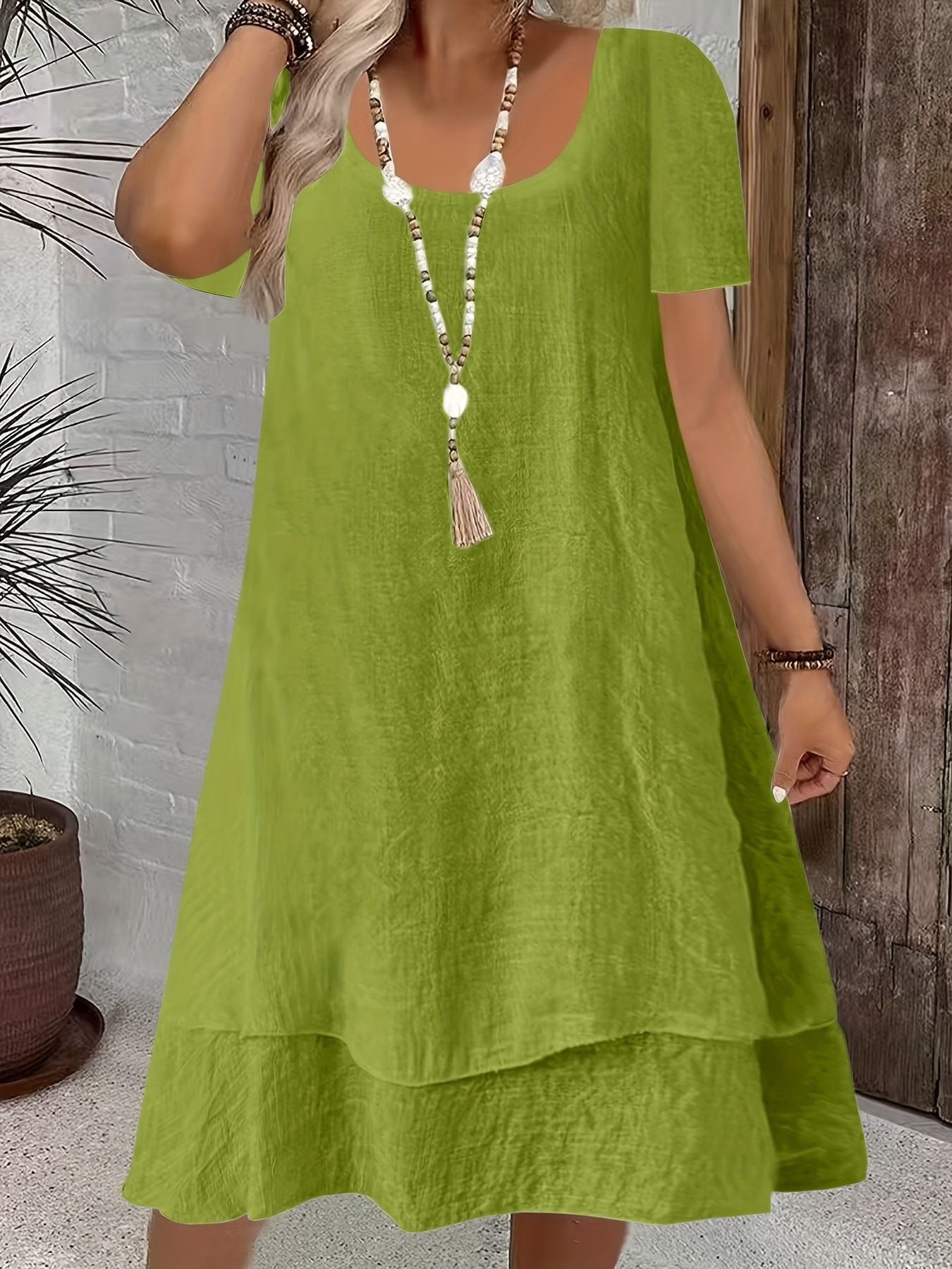 Flowing Sleeveless Double Layer Hem Dress