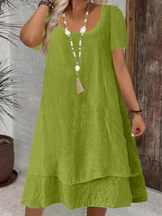 Flowing Sleeveless Double Layer Hem Dress