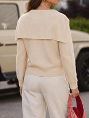 Womens Lapel Collar V Neck Pullover Sweaters