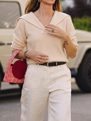 Womens Lapel Collar V Neck Pullover Sweaters