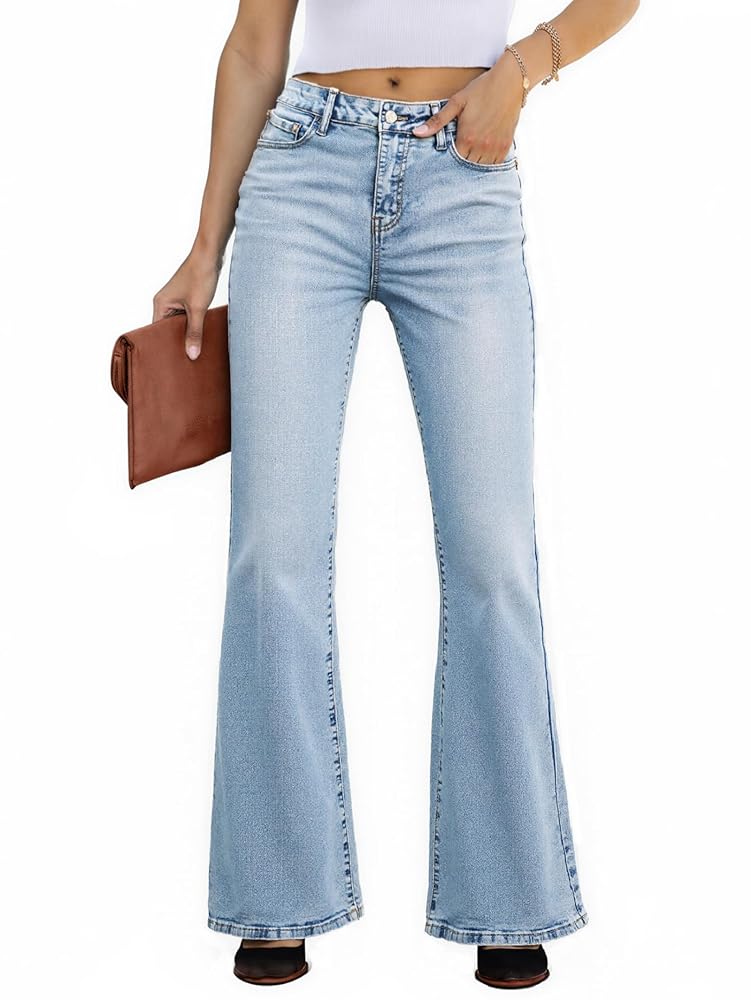 90s Mid High Waist Stretch Flared Bootcut Denim Pants