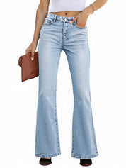 90s Mid High Waist Stretch Flared Bootcut Denim Pants