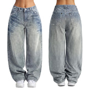 Women 90s Vintage Hip Hop Baggy Mid Waist Jeans