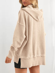 Oversized Collared Ribbed Sweatshirt