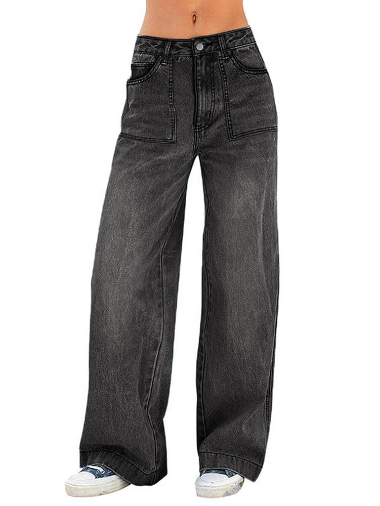 Vintage Streetwear High Waist Boyfriend Wide Leg Denim Pants