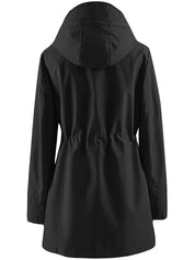 Solid Color Drawstring Zip Up Hooded Coat