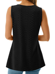 Womens V Neck Sleeveless Flowy Peplum Tops