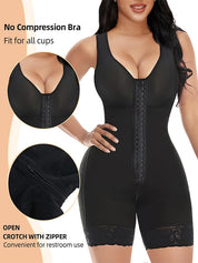 Women's built-in bra shapewear with zipper crotch