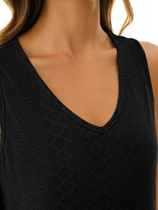 Womens V Neck Sleeveless Flowy Peplum Tops