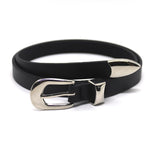 Y2K Black Oval D Ring Star Silver Buckle Belt
