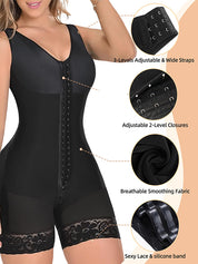 Women's built-in bra shapewear with zipper crotch