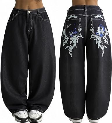90s Hip Hop Mid Waist Vintage Baggy Denim Pants