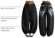 90s Hip Hop Mid Waist Vintage Baggy Denim Pants
