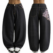 Women 90s Vintage Hip Hop Baggy Mid Waist Jeans
