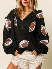 Women's Rugby Graphic Print Half Zip Hoodie