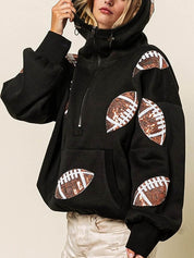 Women's Rugby Graphic Print Half Zip Hoodie