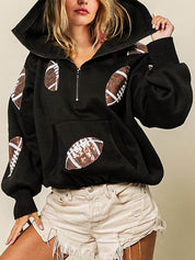 Women's Rugby Graphic Print Half Zip Hoodie