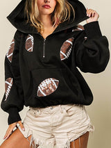 Women's Rugby Graphic Print Half Zip Hoodie