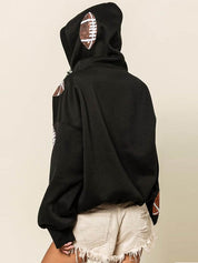 Women's Rugby Graphic Print Half Zip Hoodie
