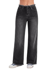 High Waist Distressed Wide Leg Denim Pants