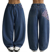 Women 90s Vintage Hip Hop Baggy Mid Waist Jeans