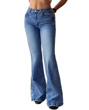 90s Trendy Mid High Waisted Stretch Bootcut Flare Denim Pants