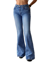 90s Trendy Mid High Waisted Stretch Bootcut Flare Denim Pants