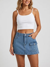 Mid Rise Summer Denim Mini Skirt