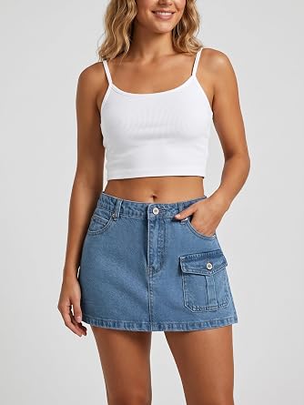 Mid Rise Summer Denim Mini Skirt