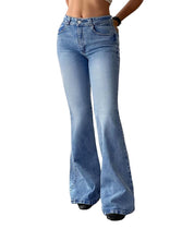 90s Mid High Waist Stretch Flared Bootcut Denim Pants