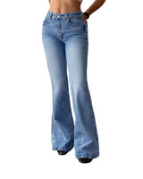 90s Mid High Waist Stretch Flared Bootcut Denim Pants
