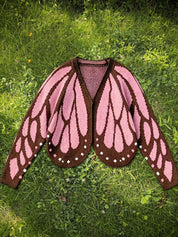 Butterfly-Wing Open-Front Knit Cardigan