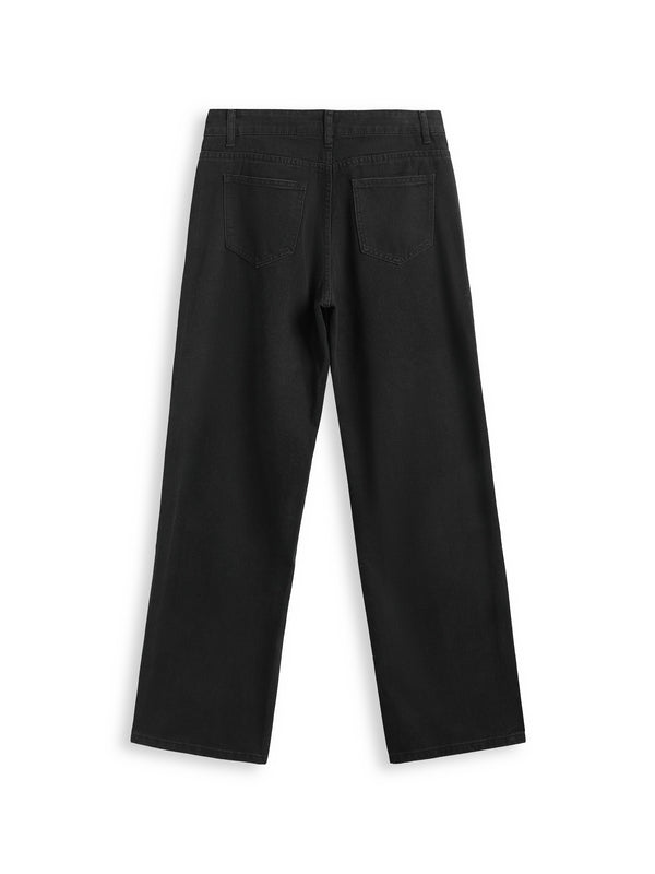 Washed Heart Pattern Cargo Jeans