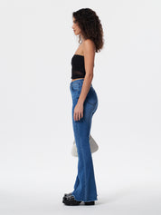 Washed Push Up Flare Leg Jeans