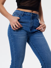 Washed Push Up Flare Leg Jeans