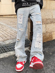 Men's Ankle Flare Ripped Jeans