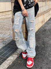 Men's Ankle Flare Ripped Jeans