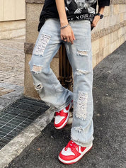 Men's Ankle Flare Ripped Jeans