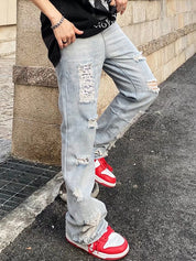 Men's Ankle Flare Ripped Jeans