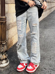 Men's Ankle Flare Ripped Jeans