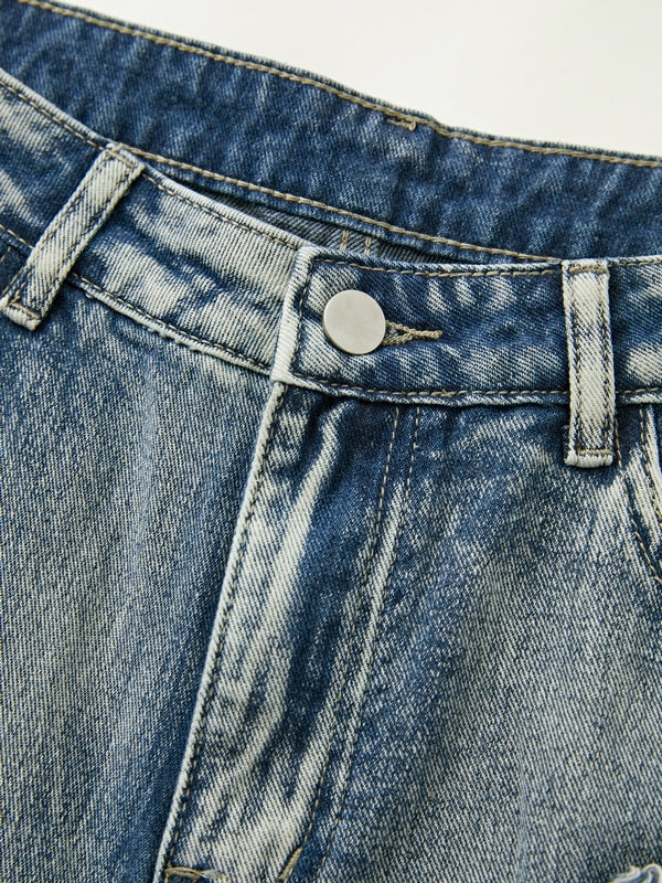 Letter Patch Faded Boyfriend Jeans