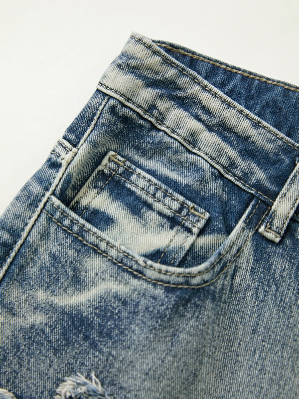 Letter Patch Faded Boyfriend Jeans