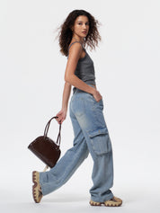 Pocket Patch Boyfriend Fit Cargo Jeans