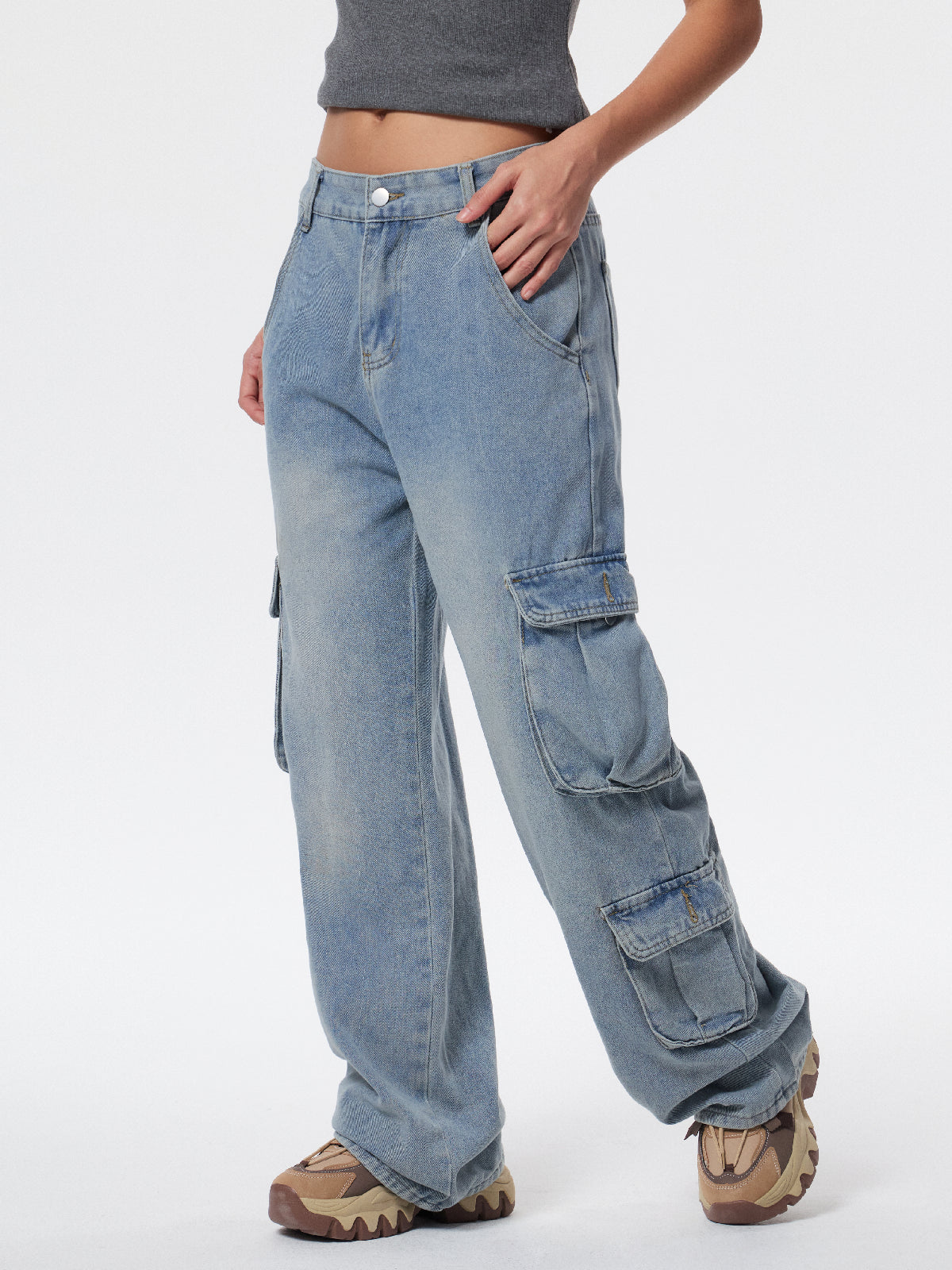 Pocket Patch Boyfriend Fit Cargo Jeans