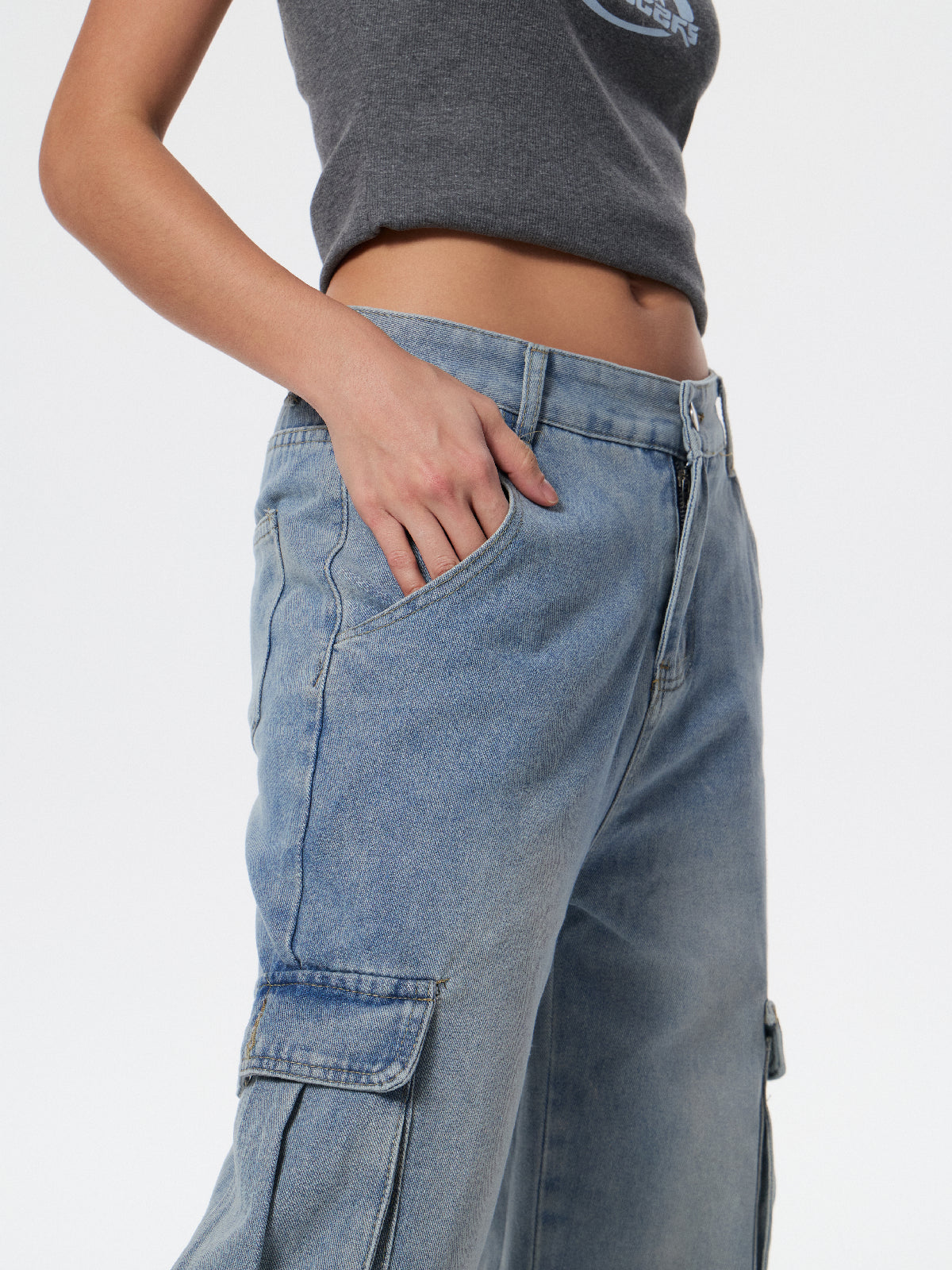 Pocket Patch Boyfriend Fit Cargo Jeans