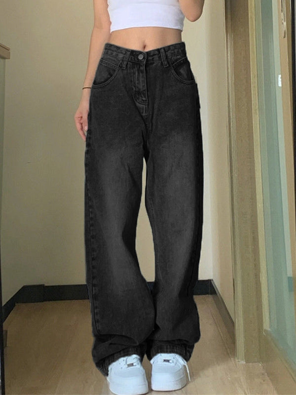 Pocket Design Blue Wash Boyfriend Jeans