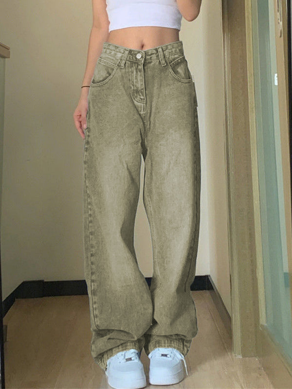 Pocket Design Blue Wash Boyfriend Jeans