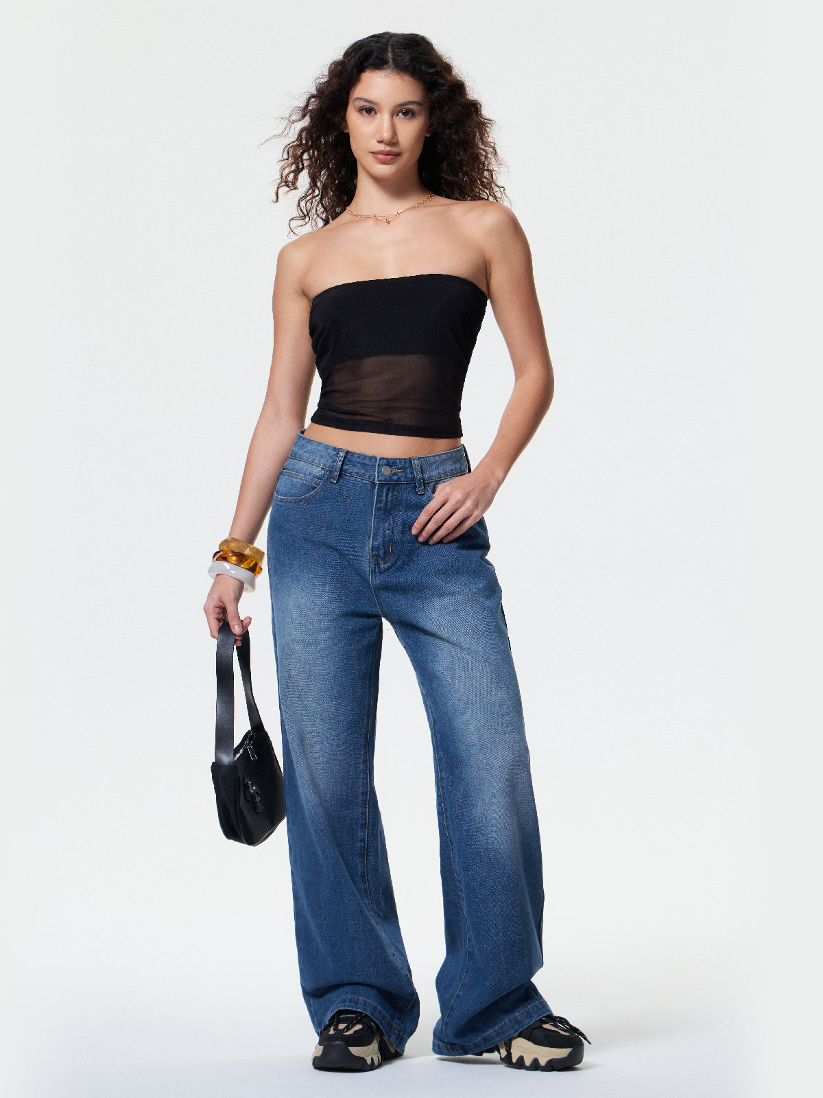 Pocket Design Blue Wash Boyfriend Jeans