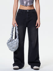 Pocket Design Blue Wash Boyfriend Jeans
