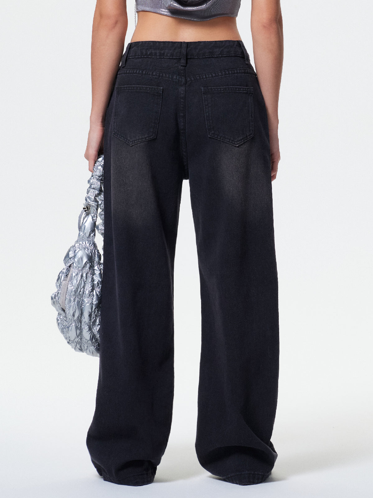 Pocket Design Blue Wash Boyfriend Jeans